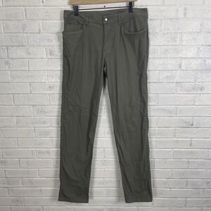 Lululemon ABC Classic Pants Mens Size 33 Army Green Warpstreme 5 Pocket Casual